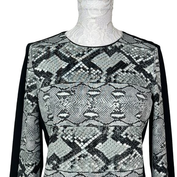 Michael Michael Kors Snake Skin Python Front Black Back Sheath Dress Women 4 - Picture 7 of 8
